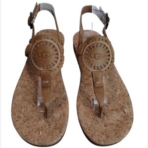 UGG Aideen II Tan Sandals with Cutout Design & Cork Insole Size 8